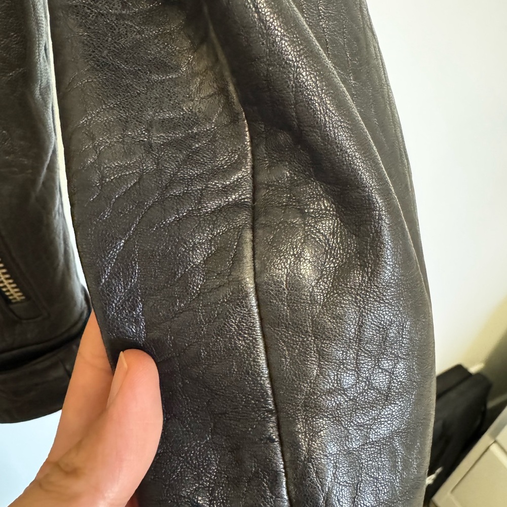 Mackage x Aritzia Rumer Pebbled Black Leather Moto Jacket - Picture 5 of 8